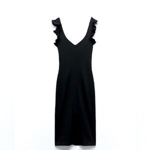 Zara Ribbed Dress with Buttons